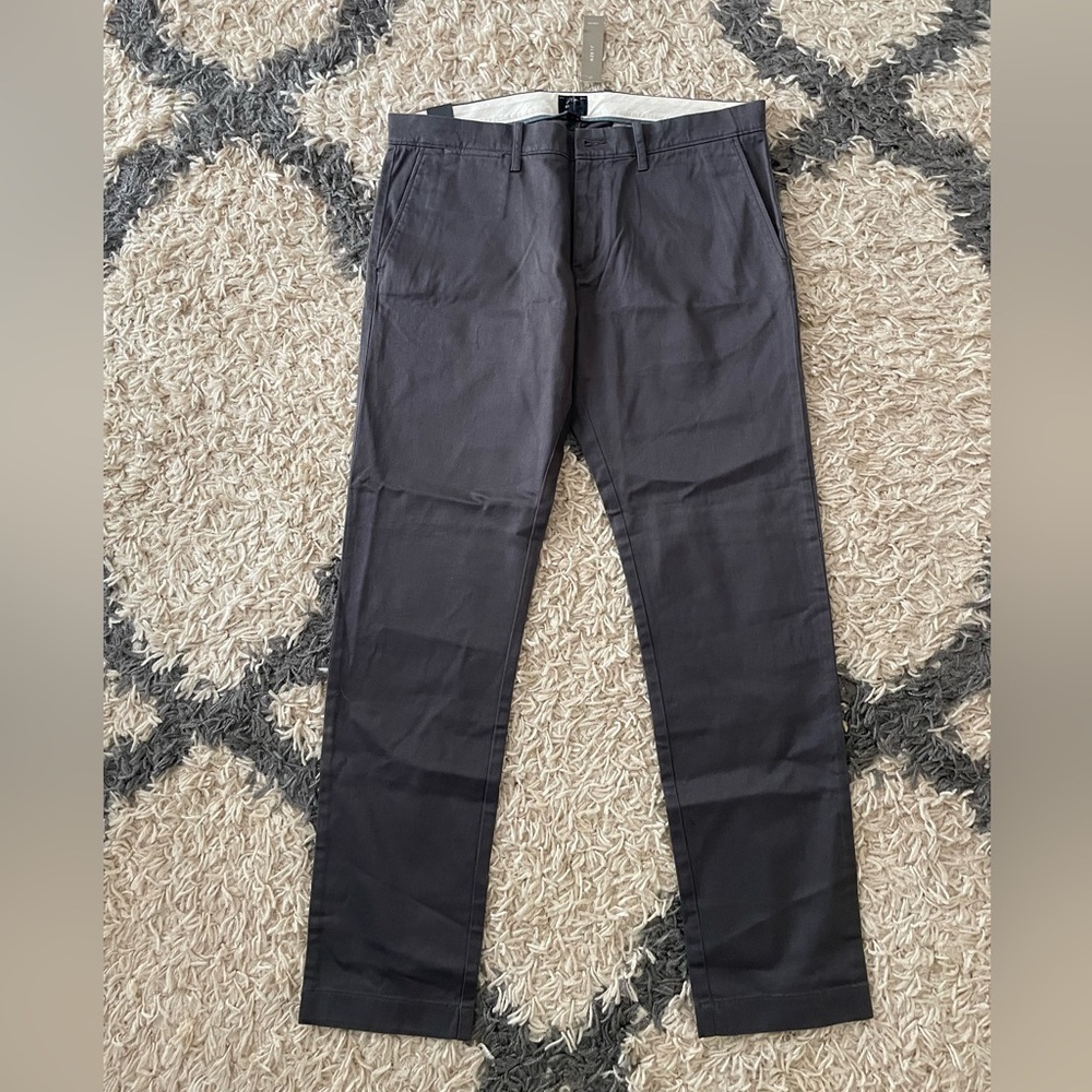 NEW NWT J. Crew Charcoal Stretch Straight Leg Chinos 34x32